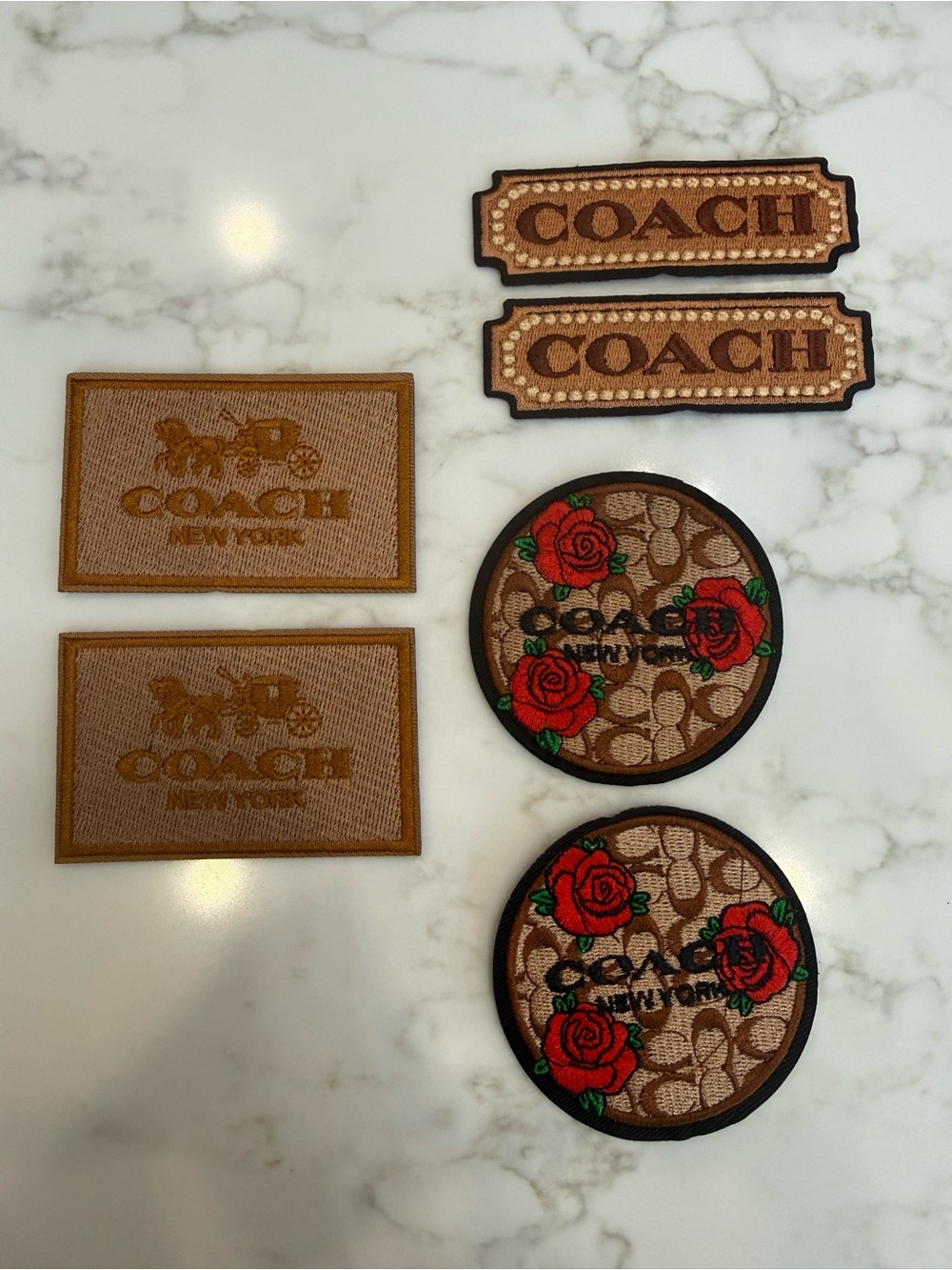 Hand Crafted Tan & Red Iron on Patches